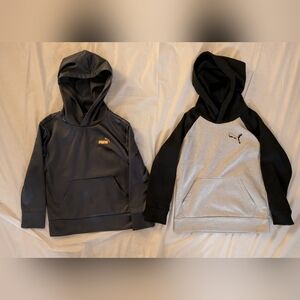 2 Puma Kids Black Hoodie & Gray/Black Raglan Hooded Sweatshirt